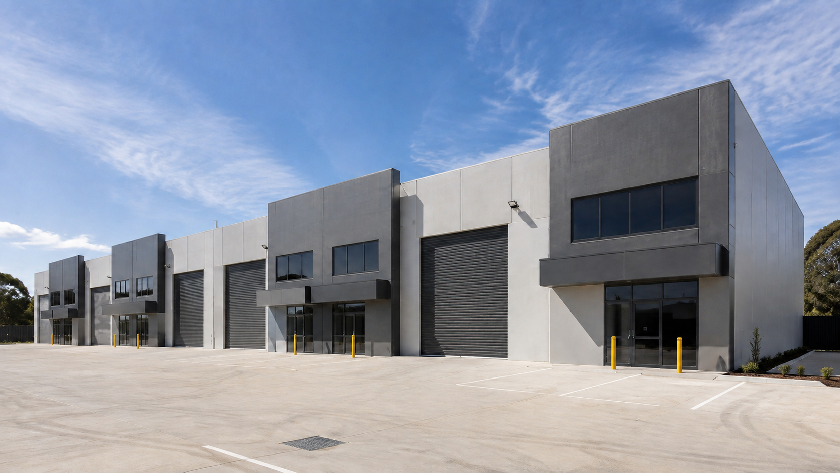 New industrial warehouse facility with profiled metal cladding